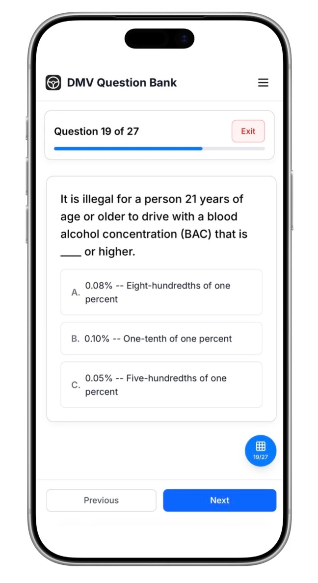 Real Estate Question Bank mobile app showing practice question interface
